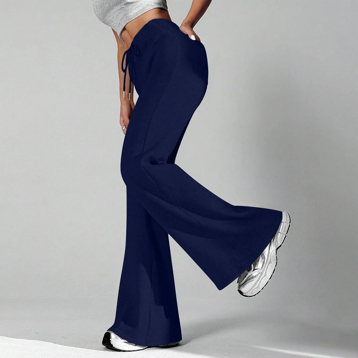 Oversized Wide Leg Sweatpants Women Elastic Drawstring Straight Leg Sweatpants Low Waisted Baggy Lounge Pants Pocket