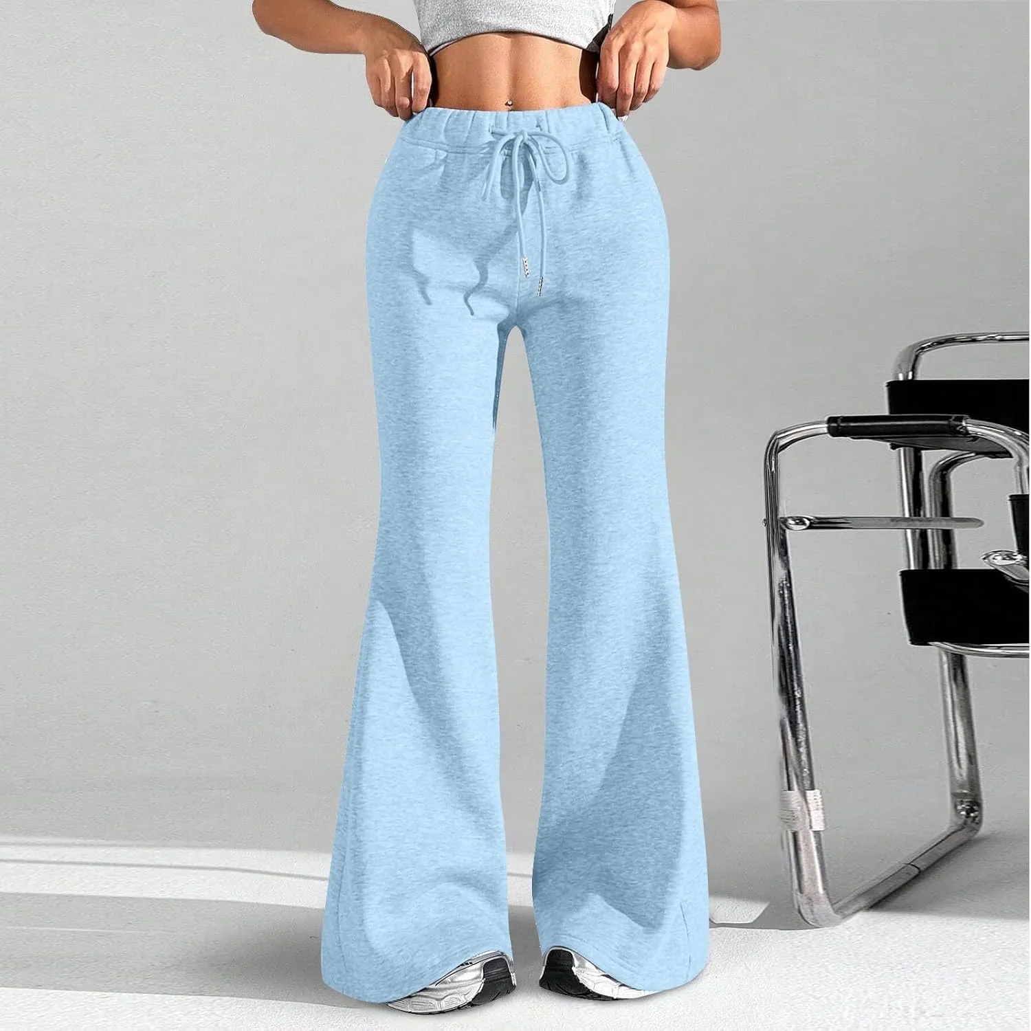 Oversized Wide Leg Sweatpants Women Elastic Drawstring Straight Leg Sweatpants Low Waisted Baggy Lounge Pants Pocket