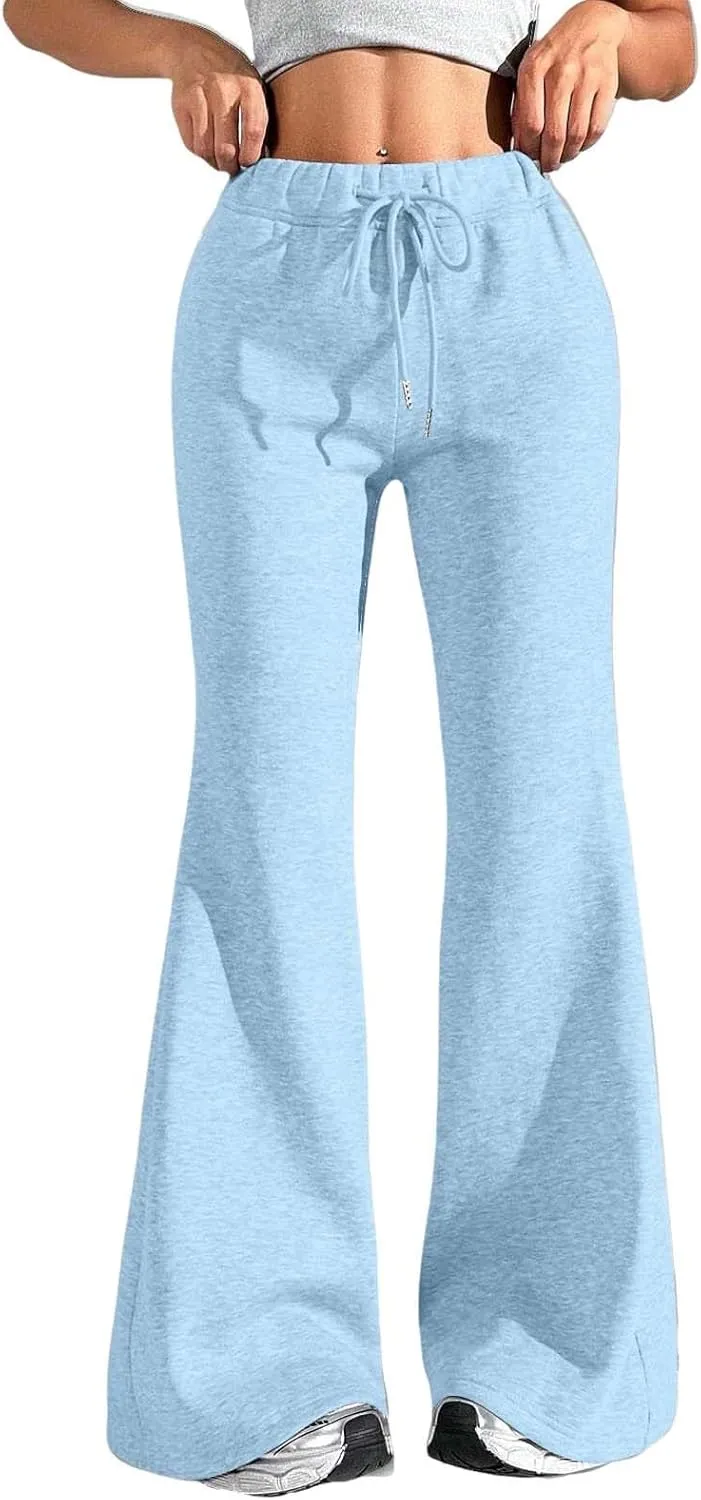 Oversized Wide Leg Sweatpants Women Elastic Drawstring Straight Leg Sweatpants Low Waisted Baggy Lounge Pants Pocket