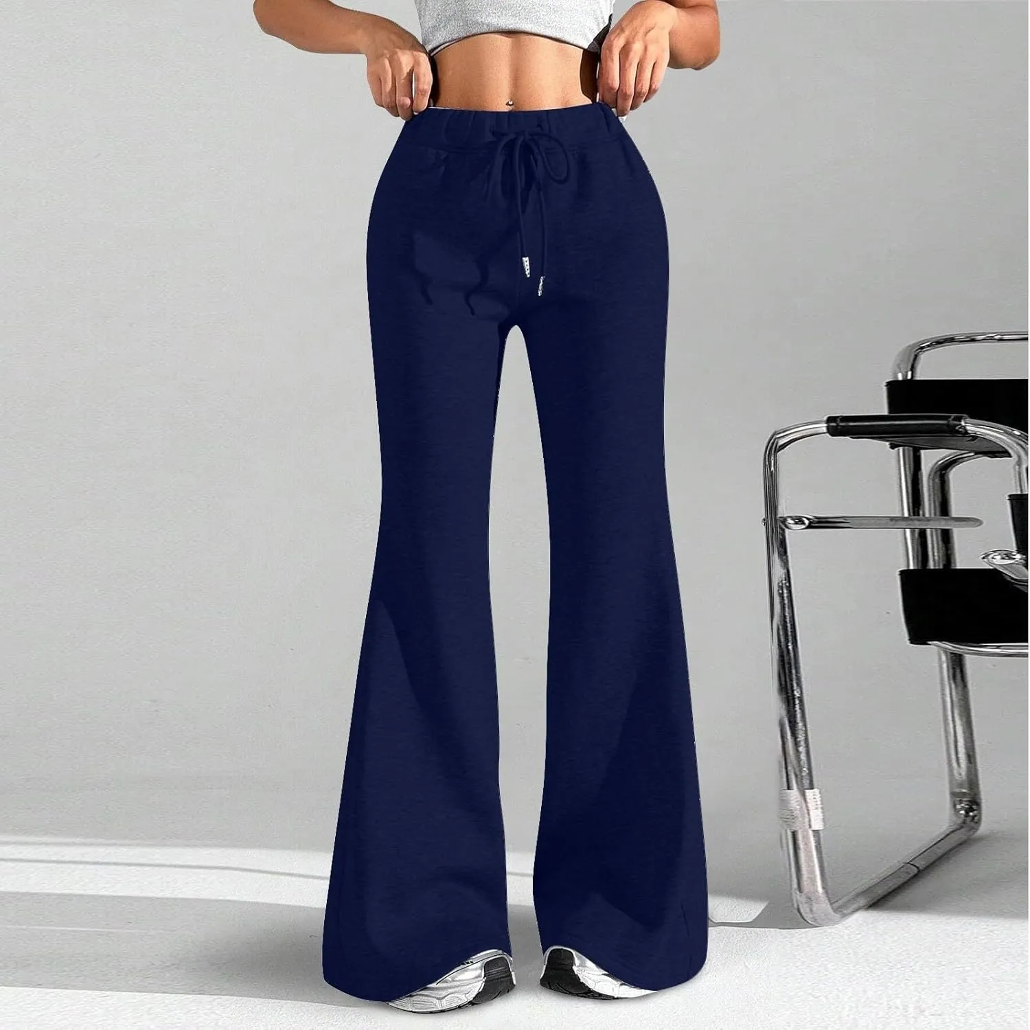 Oversized Wide Leg Sweatpants Women Elastic Drawstring Straight Leg Sweatpants Low Waisted Baggy Lounge Pants Pocket