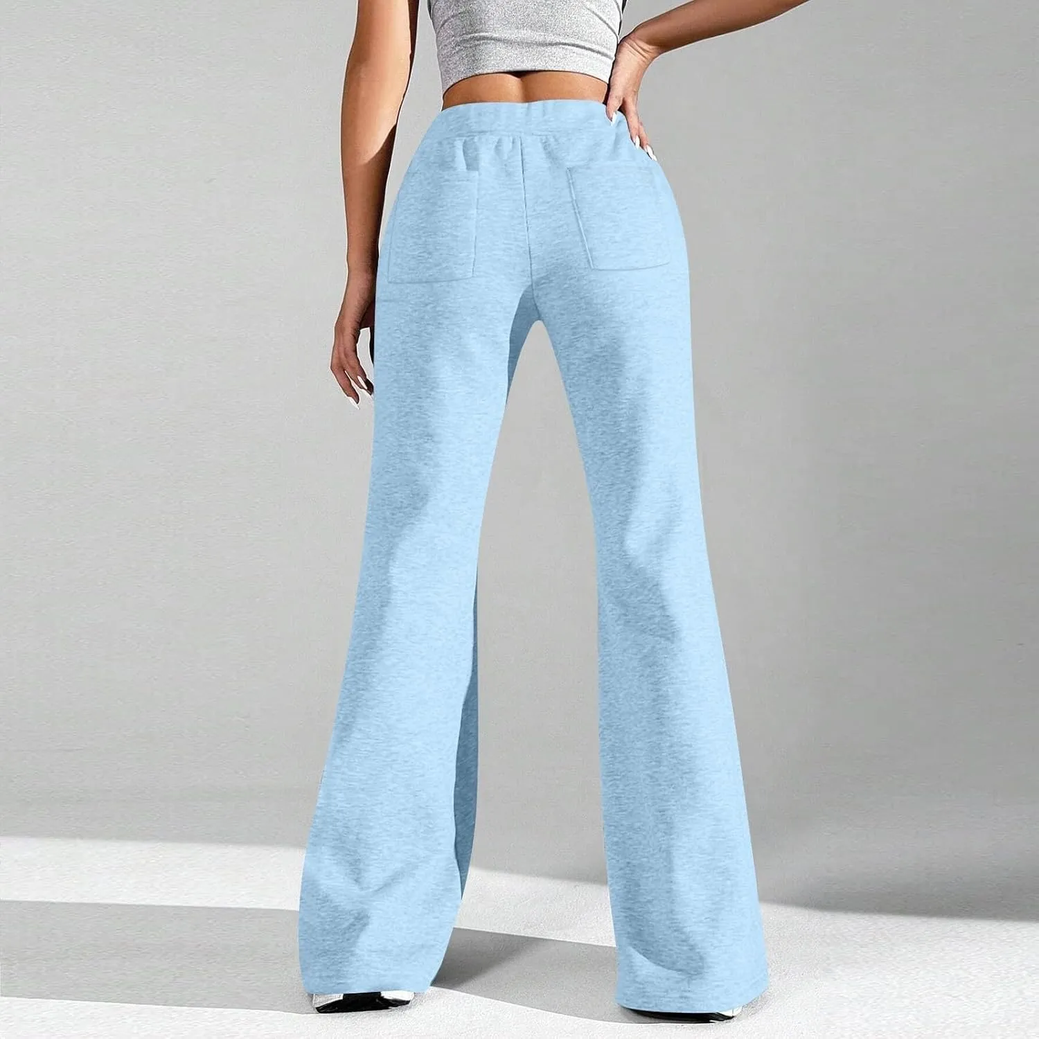 Oversized Wide Leg Sweatpants Women Elastic Drawstring Straight Leg Sweatpants Low Waisted Baggy Lounge Pants Pocket