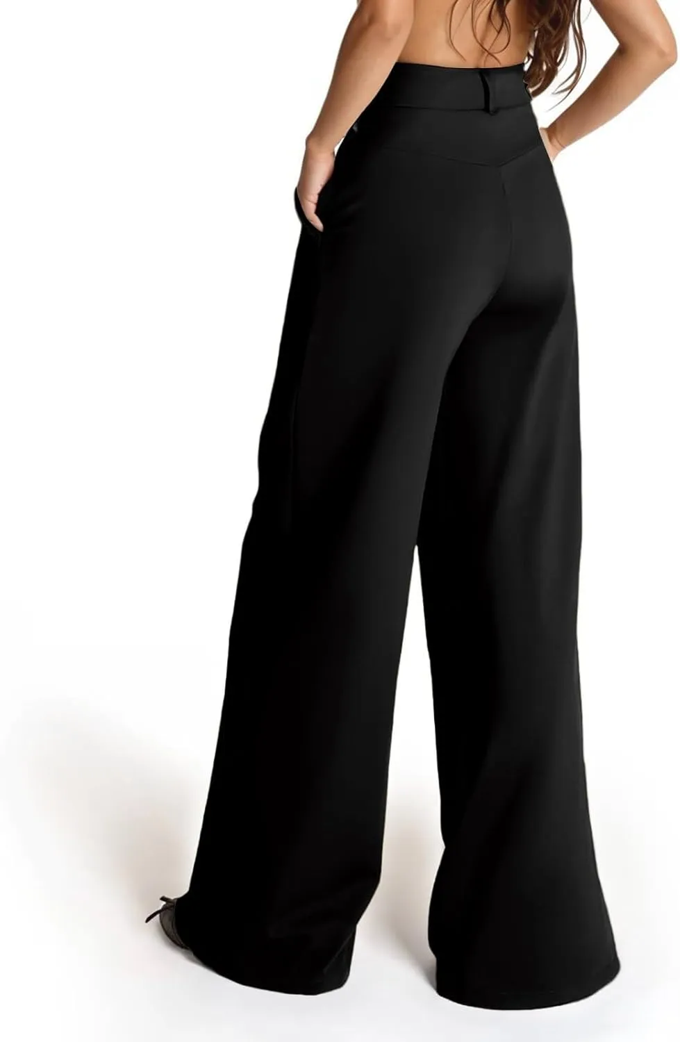 Palazzo Pants for Women Dressy Casual Wedding High Waisted Wide Leg Dress Pants Comfy Work Trousers with Pockets
