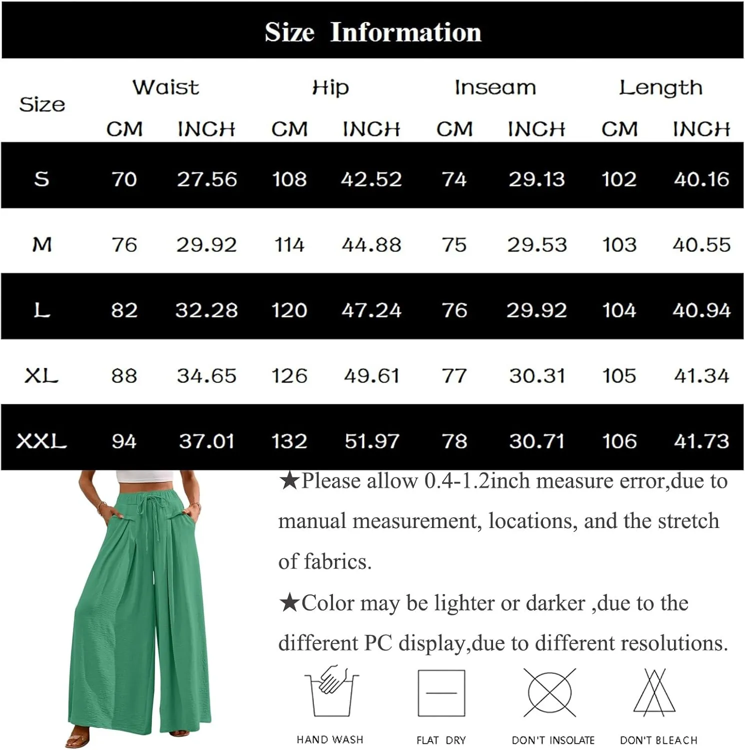 Palooza Wide Leg Pants Women Elastic Waisted Chiffon Baggy Flowy Long Lounge Trousers Beach Vacation Pant with Pockets
