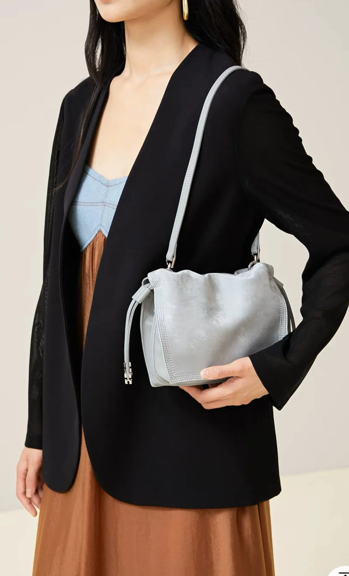 Pearl Handle and Luxurious Glossy Leather Tote Bags Shoulder Bags