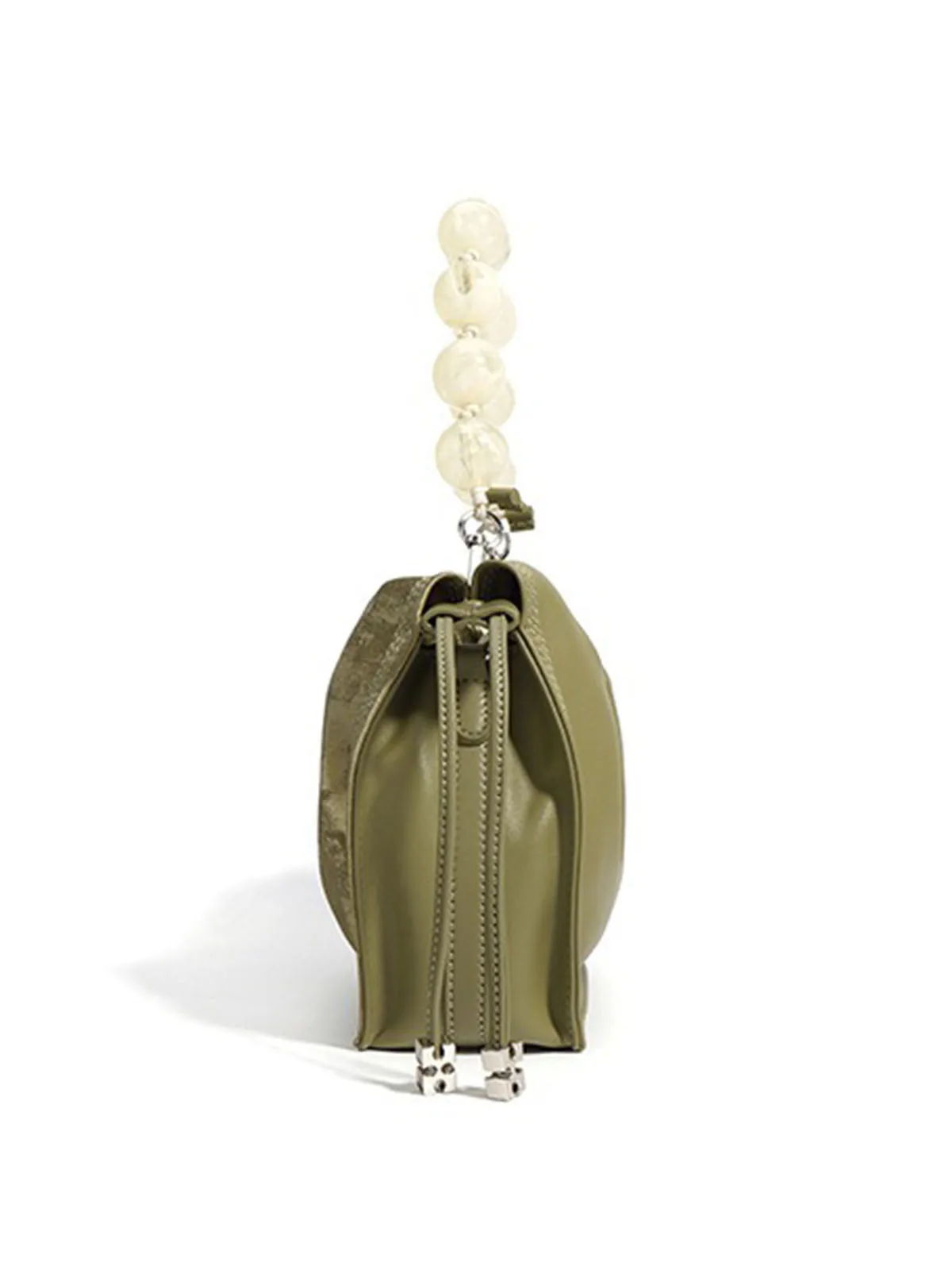 Pearl Handle and Luxurious Glossy Leather Tote Bags Shoulder Bags