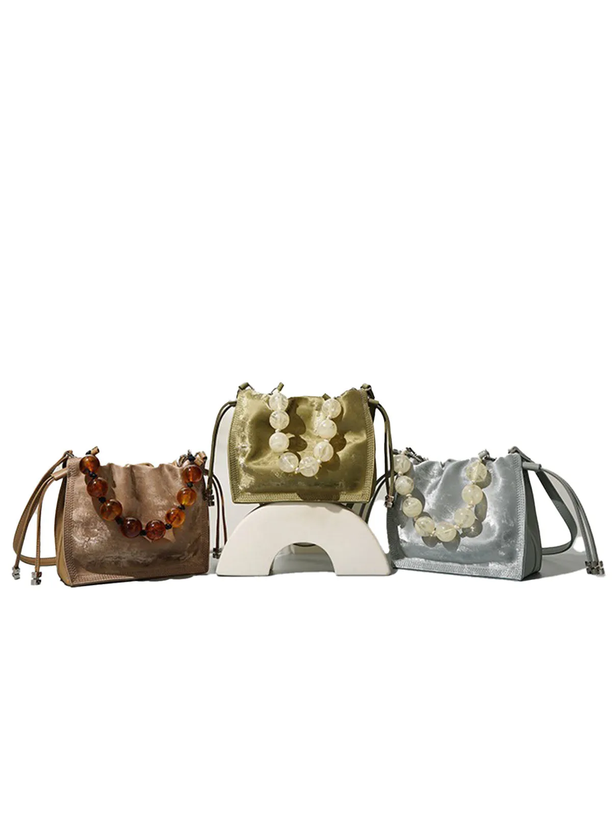 Pearl Handle and Luxurious Glossy Leather Tote Bags Shoulder Bags