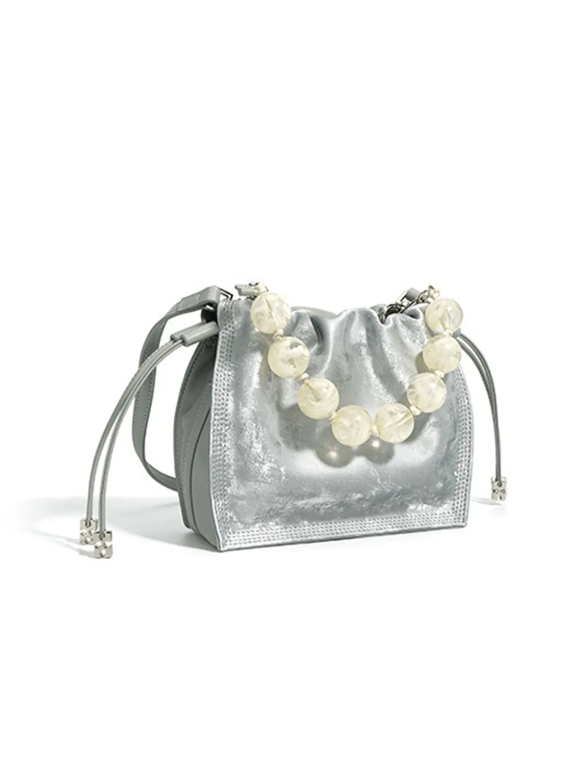 Pearl Handle and Luxurious Glossy Leather Tote Bags Shoulder Bags