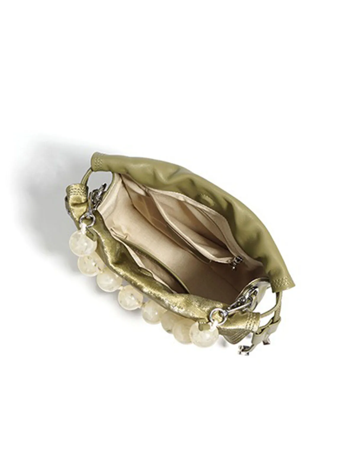 Pearl Handle and Luxurious Glossy Leather Tote Bags Shoulder Bags