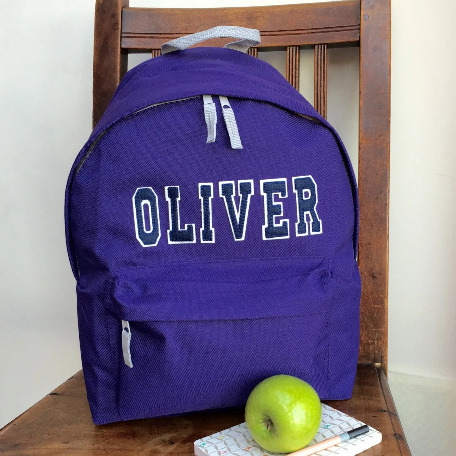 Personalised Applique Name Rucksack Varsity Style