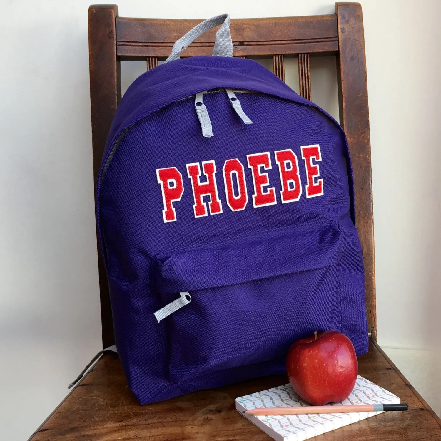 Personalised Applique Name Rucksack Varsity Style