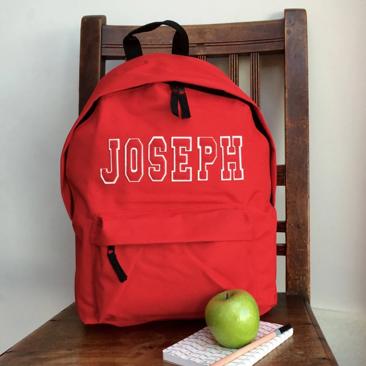 Personalised Applique Name Rucksack Varsity Style