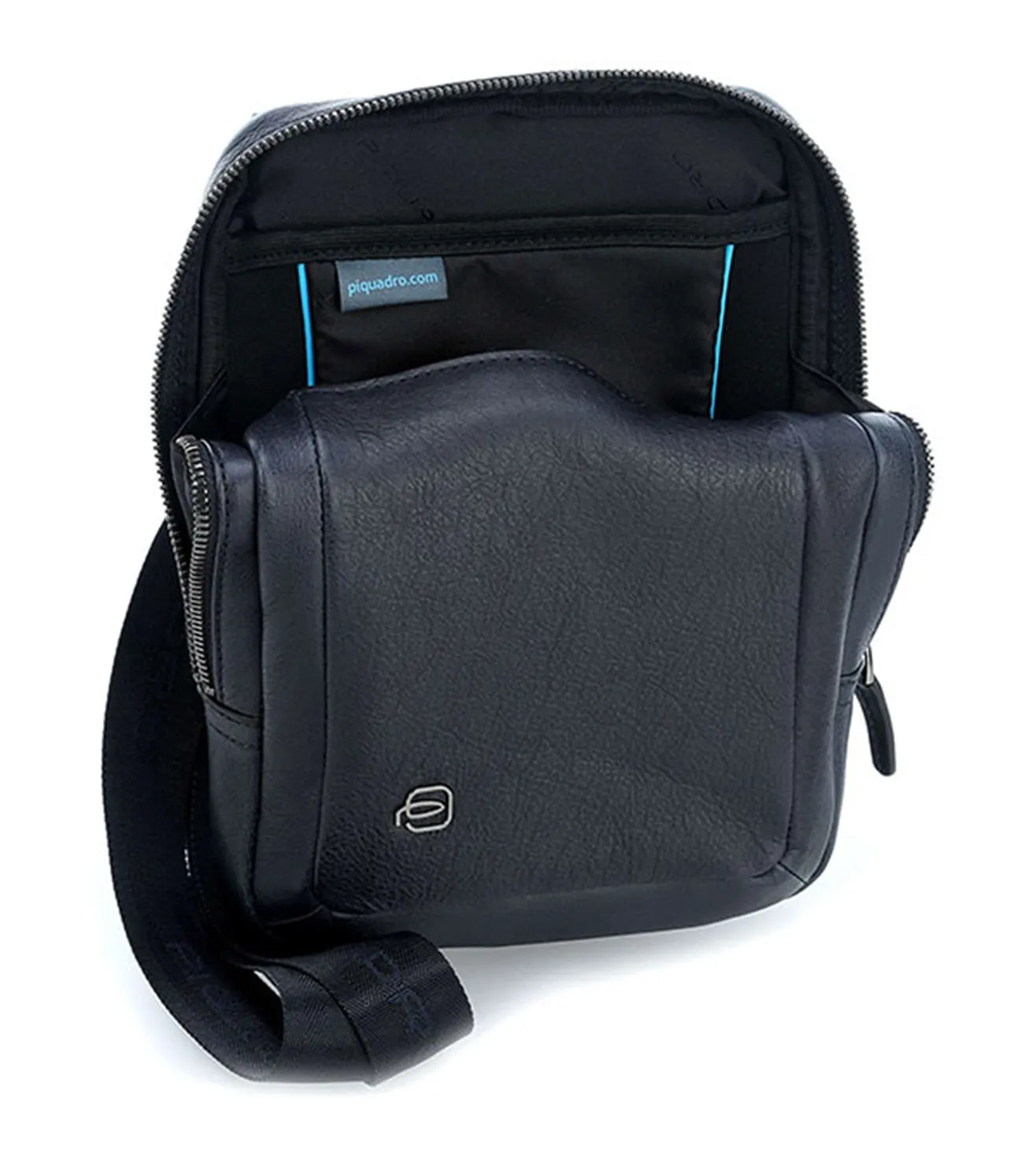 Piquadro Black Square Men's Blue Crossbody Bag