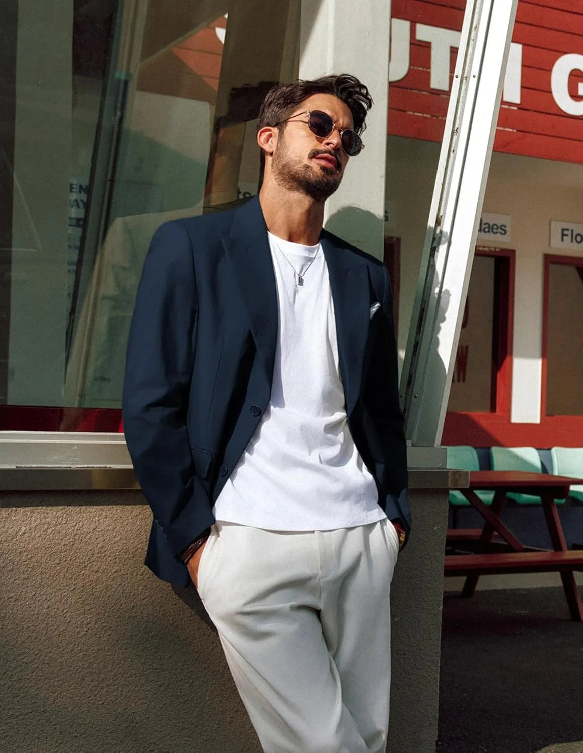 PJ PAUL JONES Blazer for Men Casual Cotton-Linen Sport Coat Lightweight 2 Button Lined Blazer Jacket