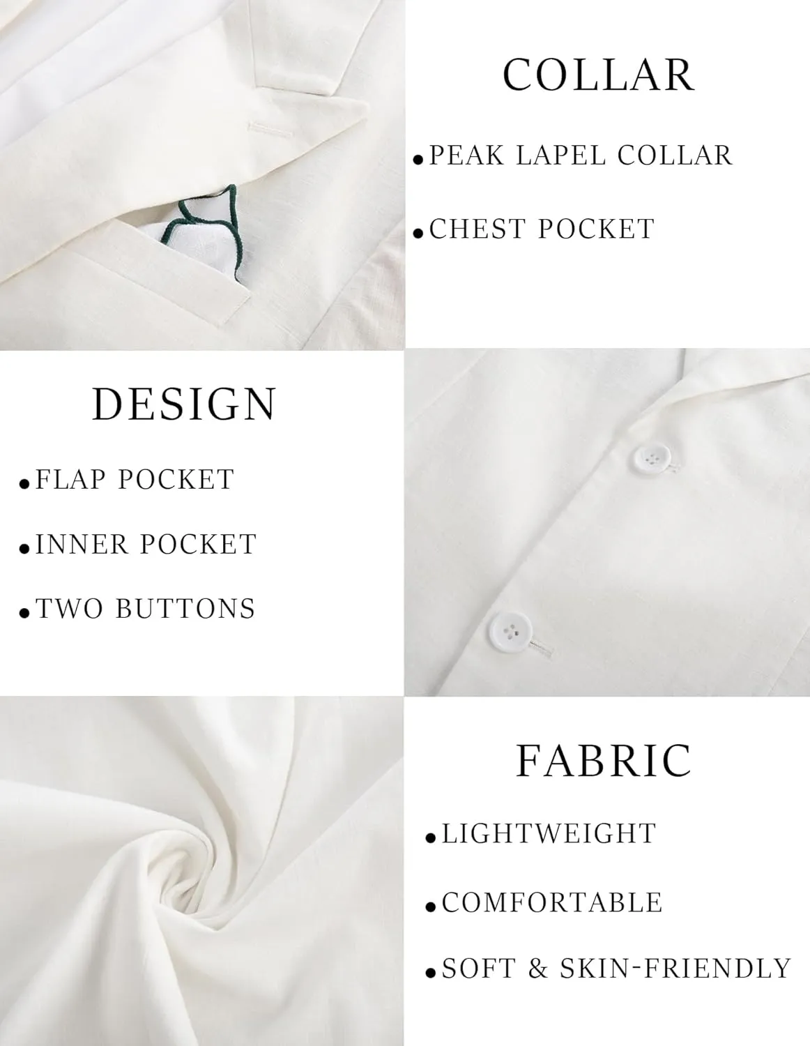PJ PAUL JONES Blazer for Men Casual Cotton-Linen Sport Coat Lightweight 2 Button Lined Blazer Jacket