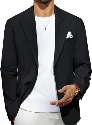 PJ PAUL JONES Blazer for Men Casual Cotton-Linen Sport Coat Lightweight 2 Button Lined Blazer Jacket