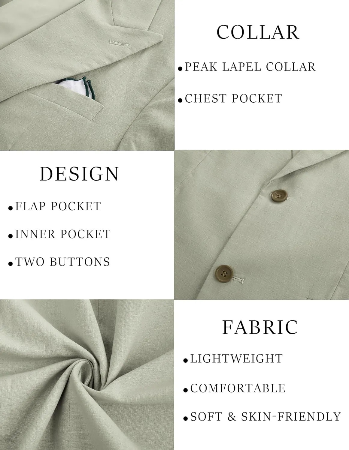 PJ PAUL JONES Blazer for Men Casual Cotton-Linen Sport Coat Lightweight 2 Button Lined Blazer Jacket