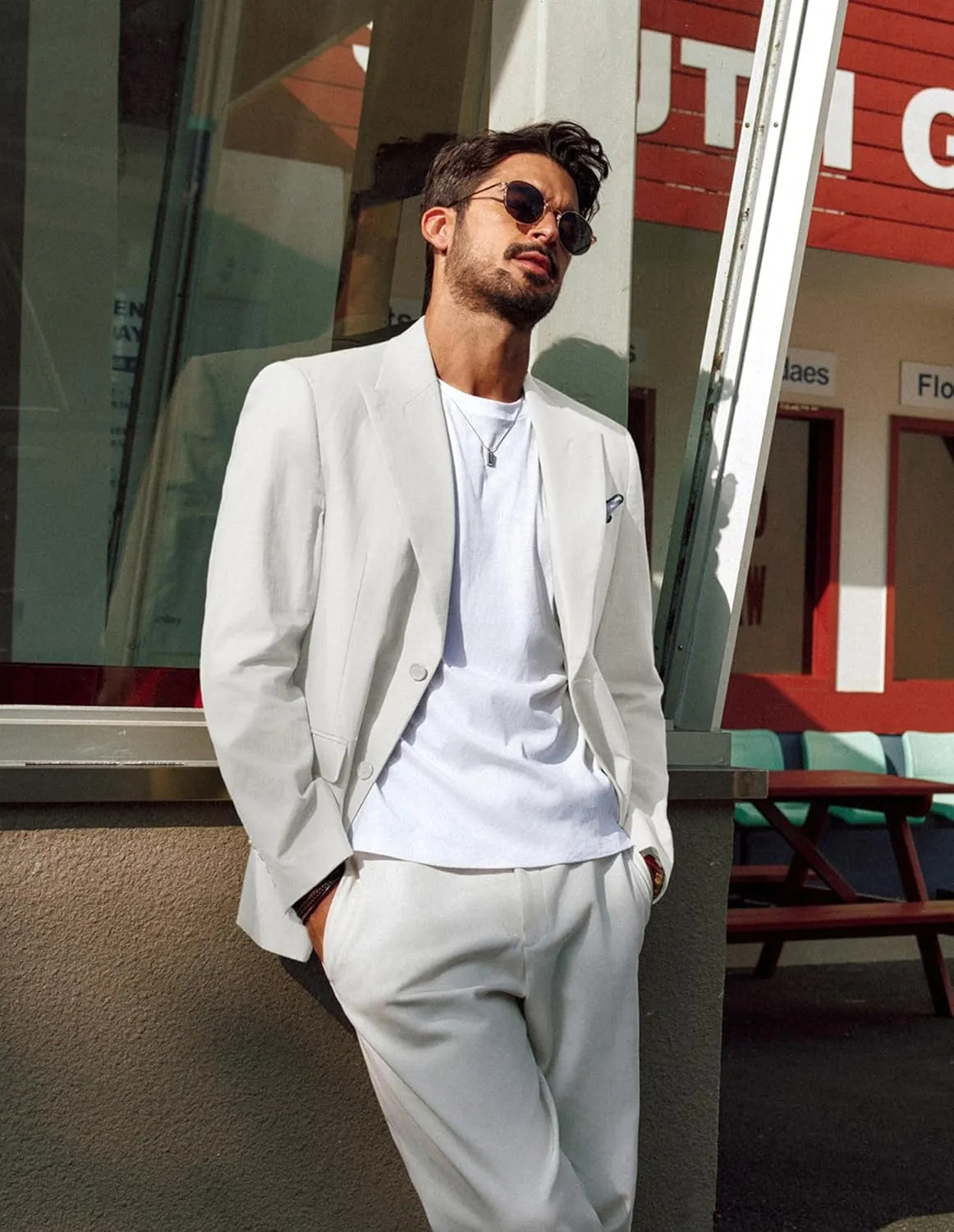 PJ PAUL JONES Blazer for Men Casual Cotton-Linen Sport Coat Lightweight 2 Button Lined Blazer Jacket