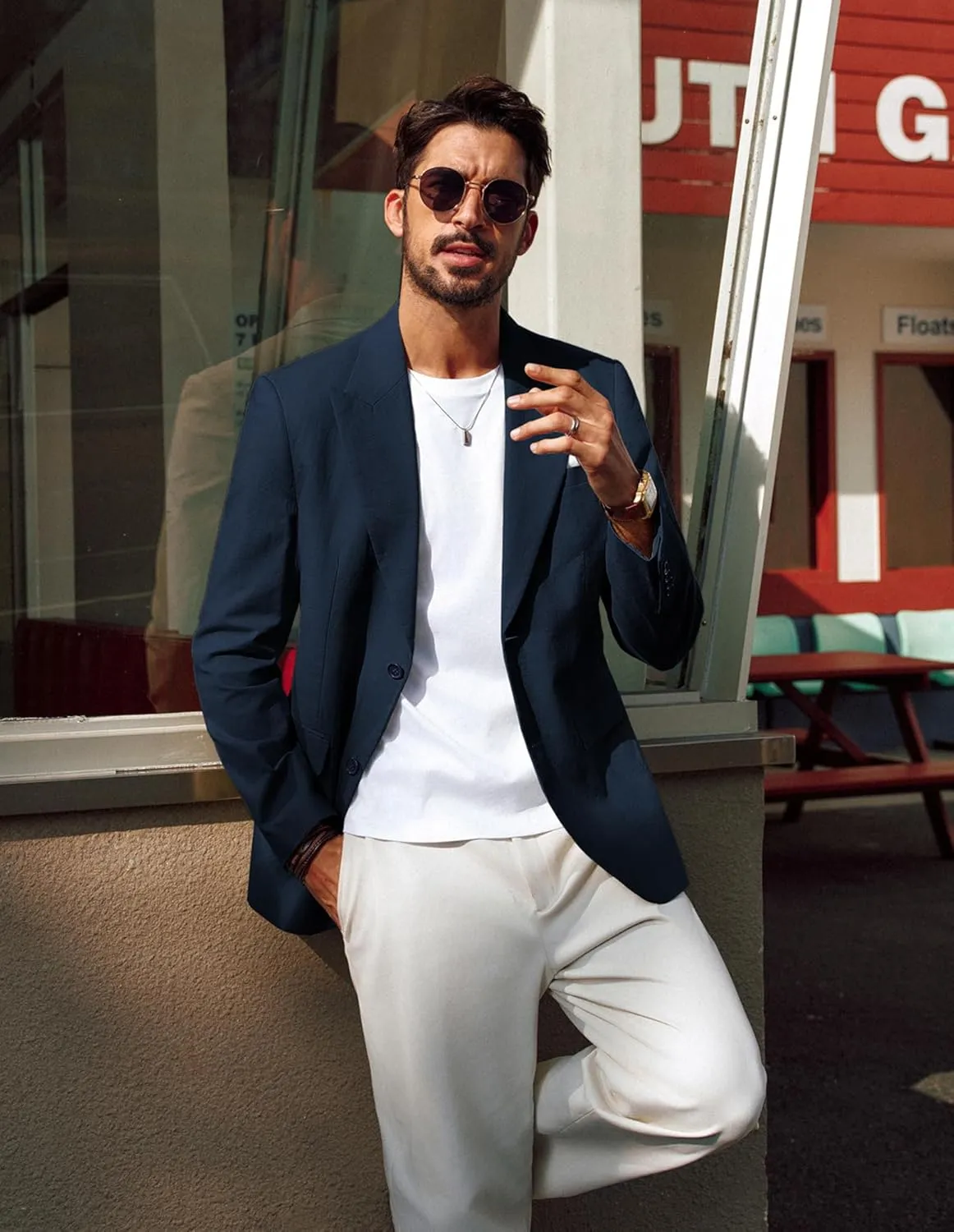 PJ PAUL JONES Blazer for Men Casual Cotton-Linen Sport Coat Lightweight 2 Button Lined Blazer Jacket
