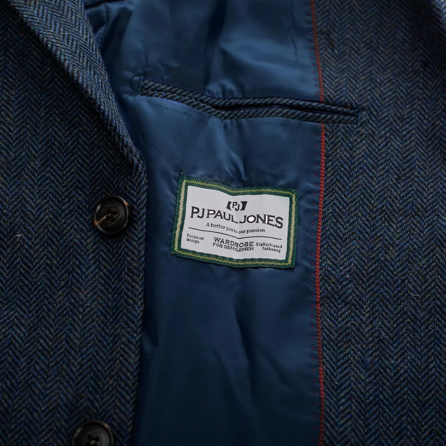 PJ PAUL JONES Men's Vintage Herringbone Tweed Blazers British Wool Blend Sport Coat Jacket