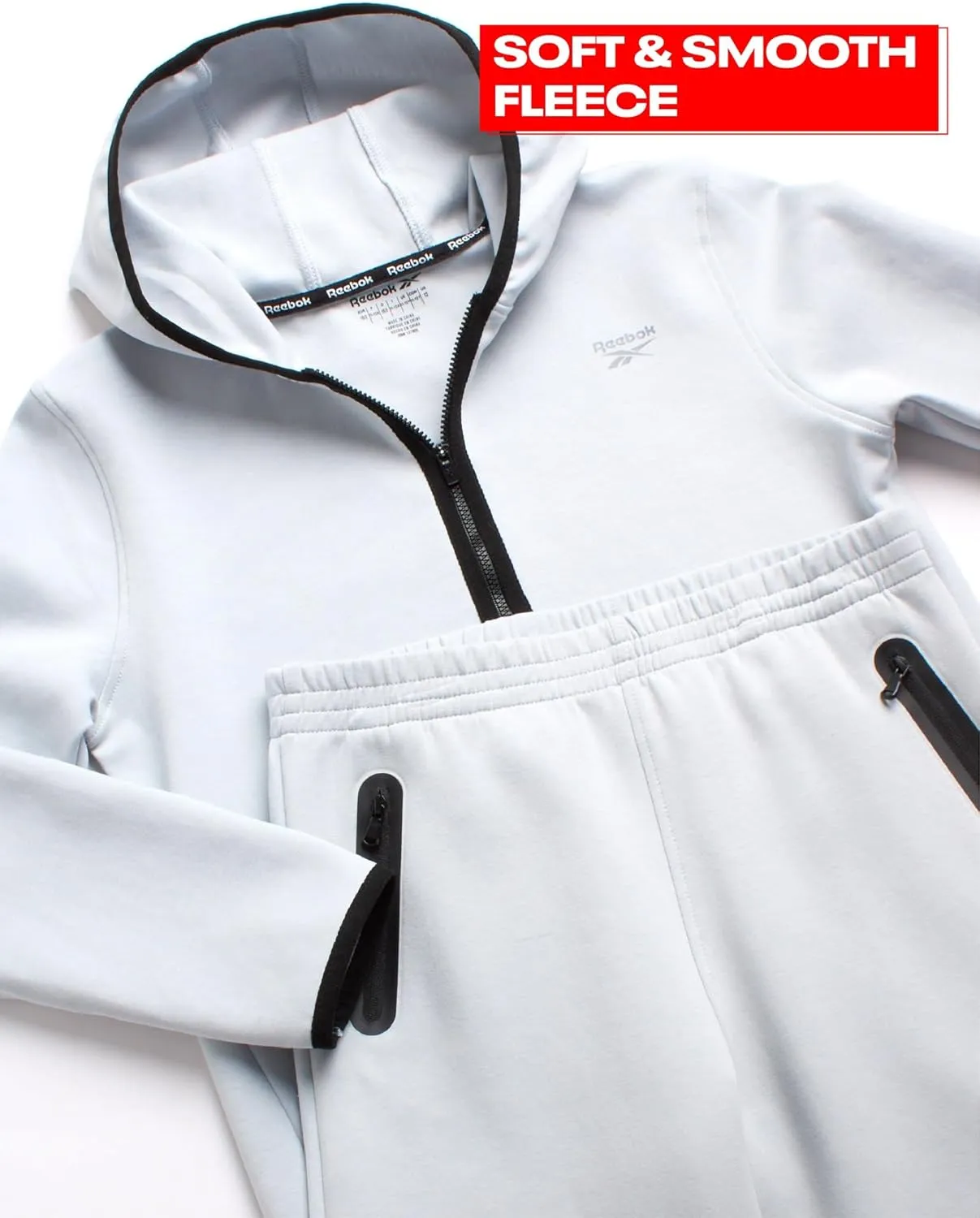 Reebok Boys' Sweatsuit - Active Fleece Zip Hoodie Sweatshirt and Jogger Sweatpants (2T-12)