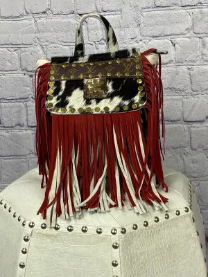 Repurposed LV White Cowhide Charlie Leather Backpack