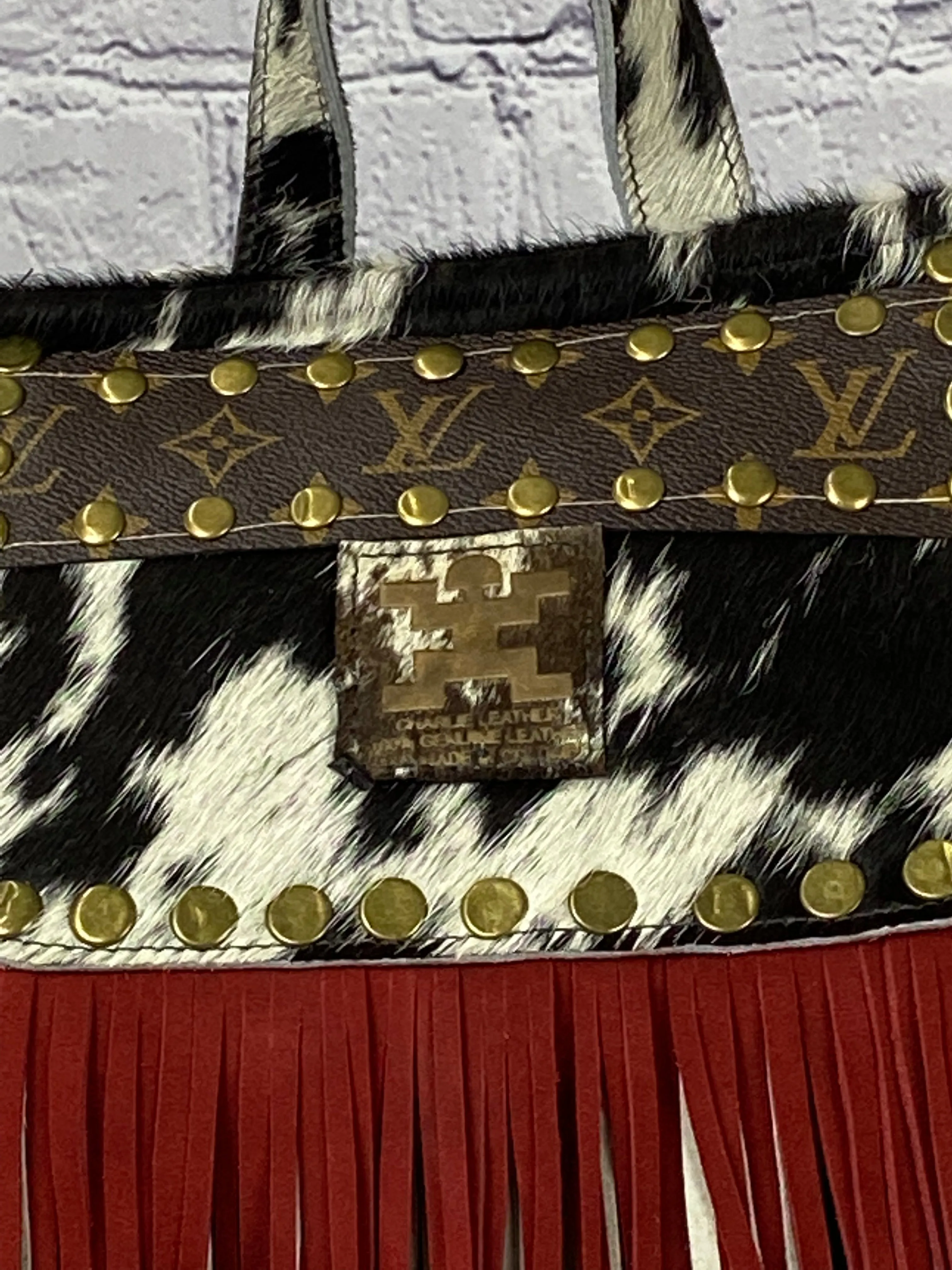Repurposed LV White Cowhide Charlie Leather Backpack