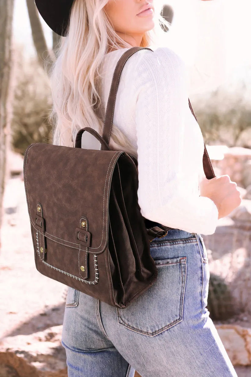 Retro Frosted Multifunction Square Flap Backpack