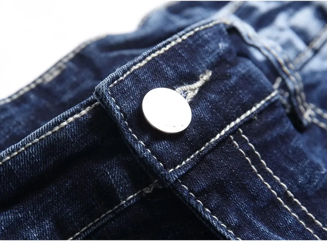 Ripped Jeans for Men Slim Denim Regular Fit Tapered Leg Distressed Destroyed Pants Mens Jeans with Hole