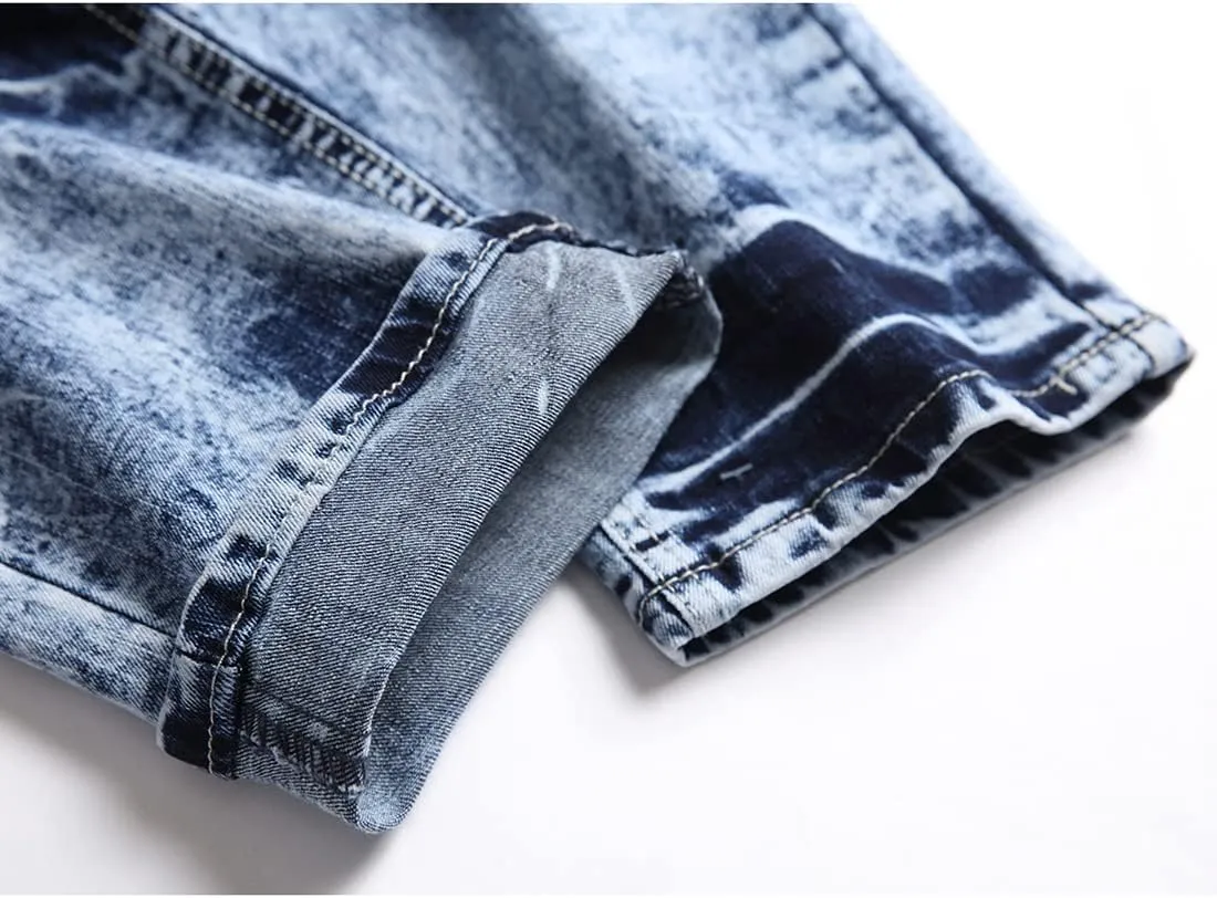 Ripped Jeans for Men Slim Denim Regular Fit Tapered Leg Distressed Destroyed Pants Mens Jeans with Hole