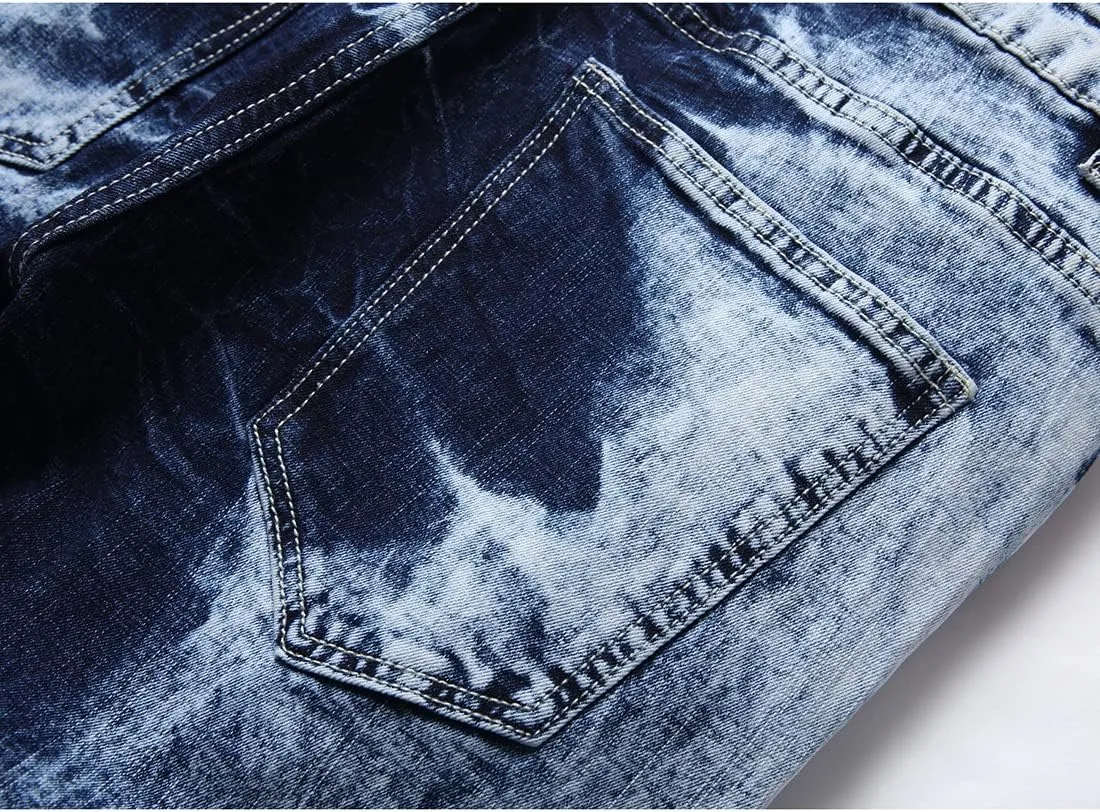 Ripped Jeans for Men Slim Denim Regular Fit Tapered Leg Distressed Destroyed Pants Mens Jeans with Hole