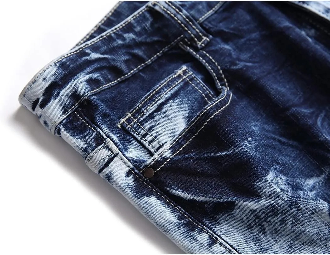 Ripped Jeans for Men Slim Denim Regular Fit Tapered Leg Distressed Destroyed Pants Mens Jeans with Hole
