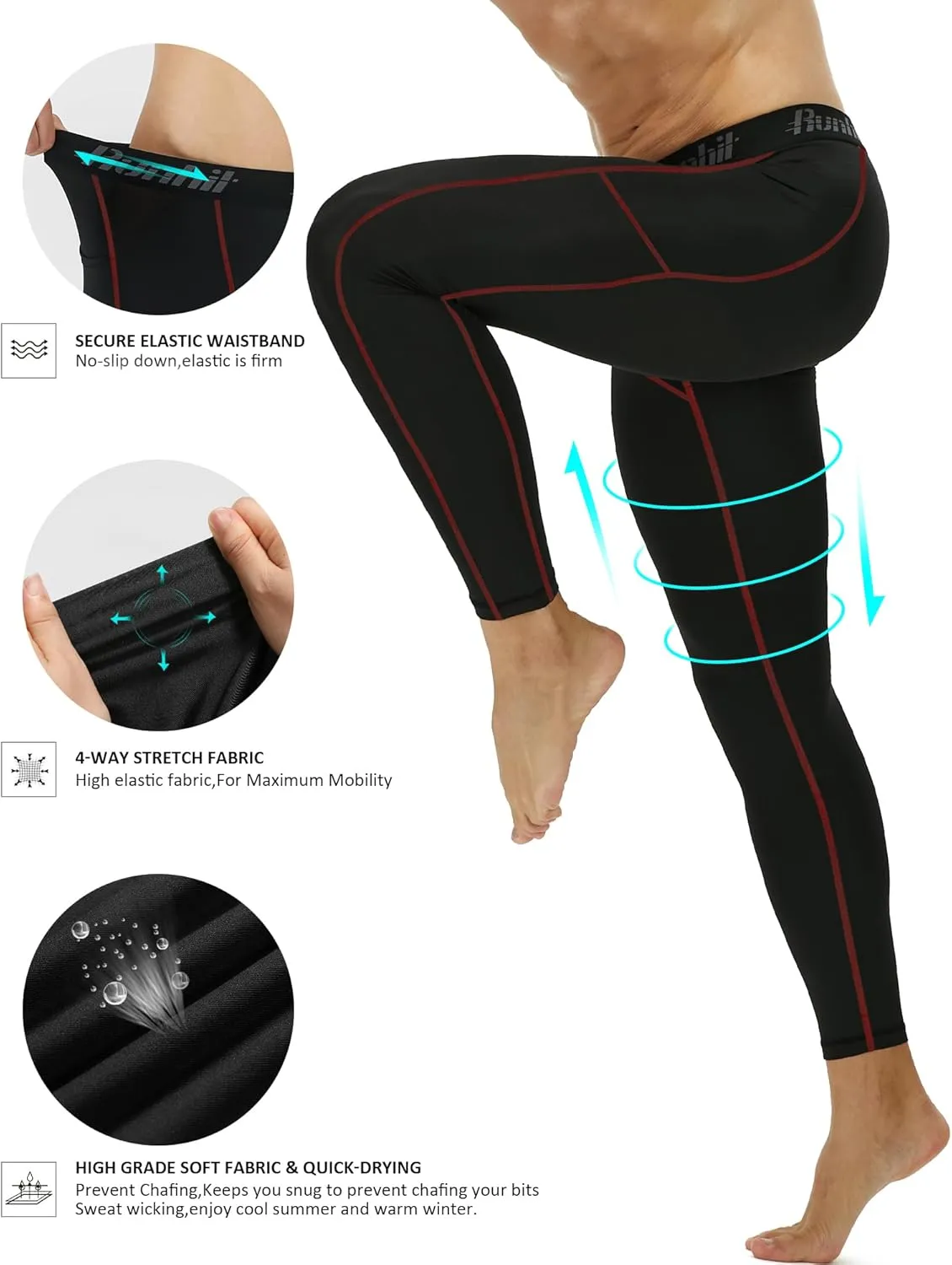 Runhit Compression Pants Men Running Tights Leggings Athletic Workout Gym Pants