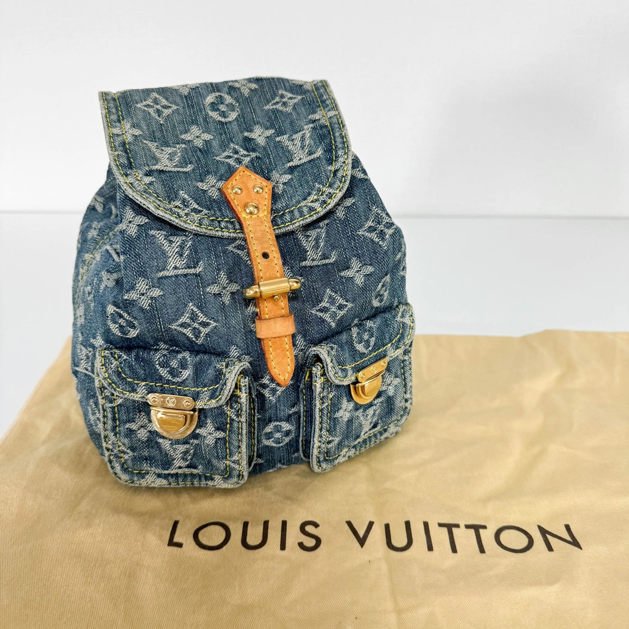 Sac a Dos PM Blue Monogram Denim