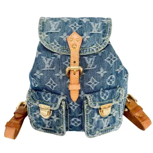 Sac a Dos PM Blue Monogram Denim