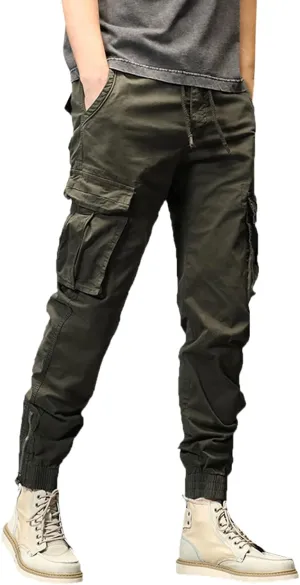 sdbrld Cargo Pants For Men Slim Fit Sweatpants For Men Open Bottom Mens Pants Fashion Joggers Mens Cargo Pants Sweatpants Casual Workout Chino Pants Drawstring 6 Pockets