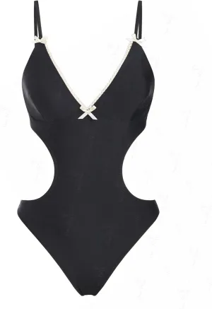 seamoly Blue Gingham Tie Around Criss Cross Backless Plunging Neck One-Piece Swimsuit
