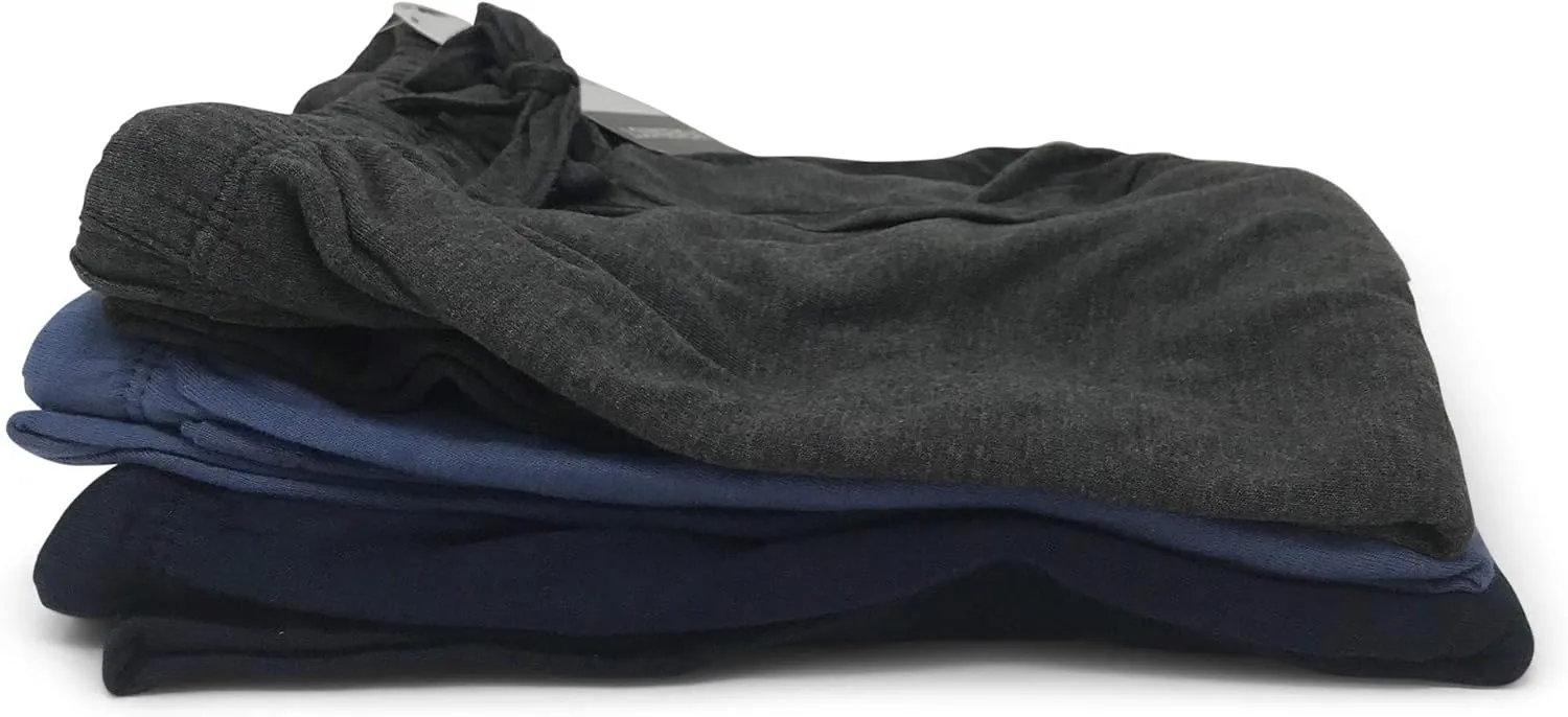 Sexy Basics Women's 3 Pack Cotton Lounge Pants | Sleep -Capri -Yoga Style Drawstring PJ Bottoms