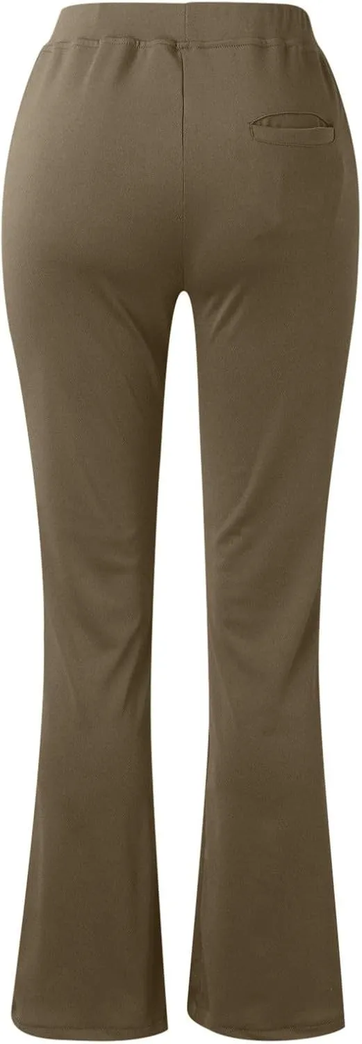 SHAOBGE Women's Yoga Dress Pants 2024 Tummy Control Workout Bootleg Leggings Stretchy Office Casual Pants with Pockets