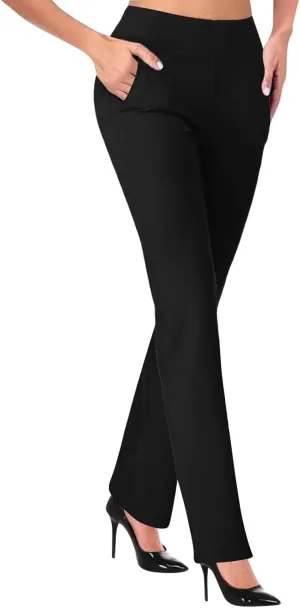 SHAOBGE Women's Yoga Dress Pants 2024 Tummy Control Workout Bootleg Leggings Stretchy Office Casual Pants with Pockets