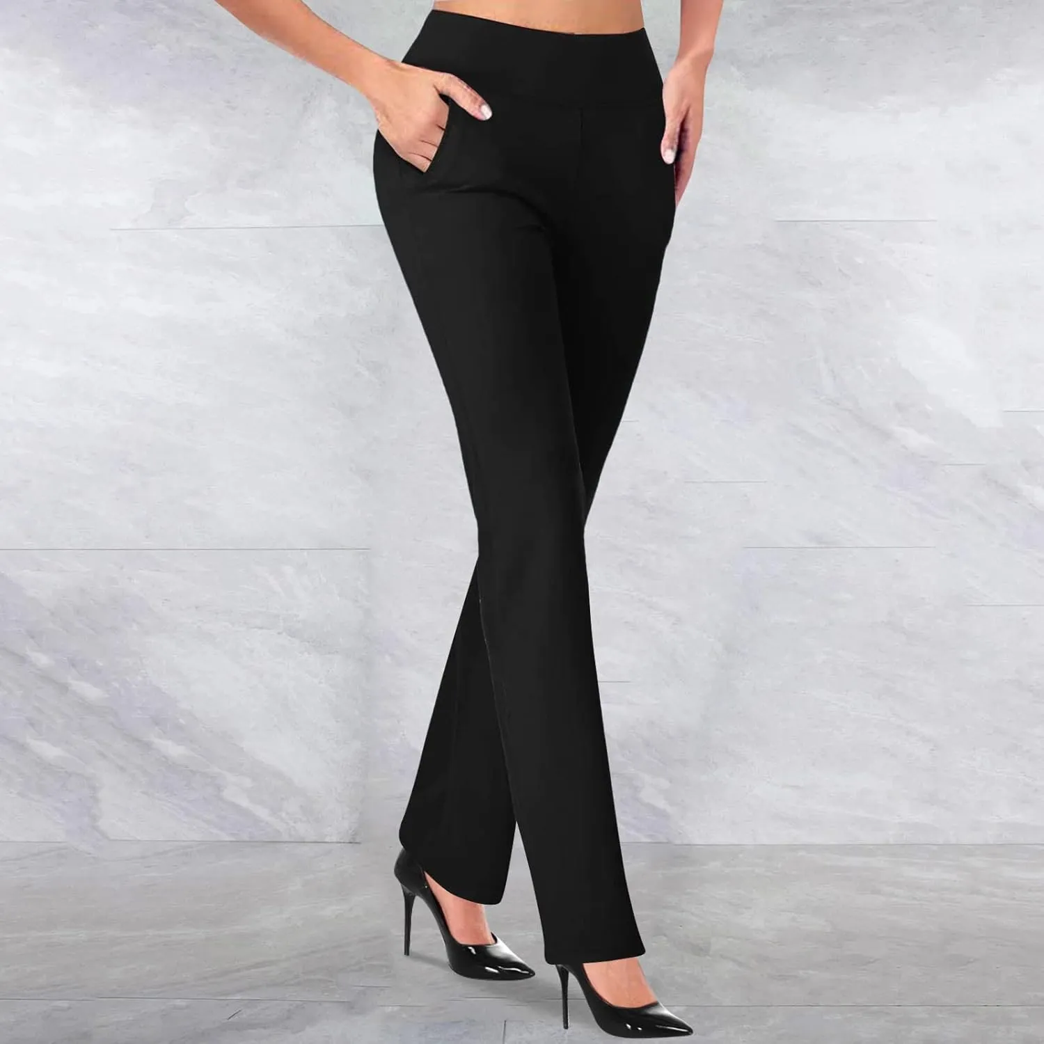 SHAOBGE Women's Yoga Dress Pants 2024 Tummy Control Workout Bootleg Leggings Stretchy Office Casual Pants with Pockets