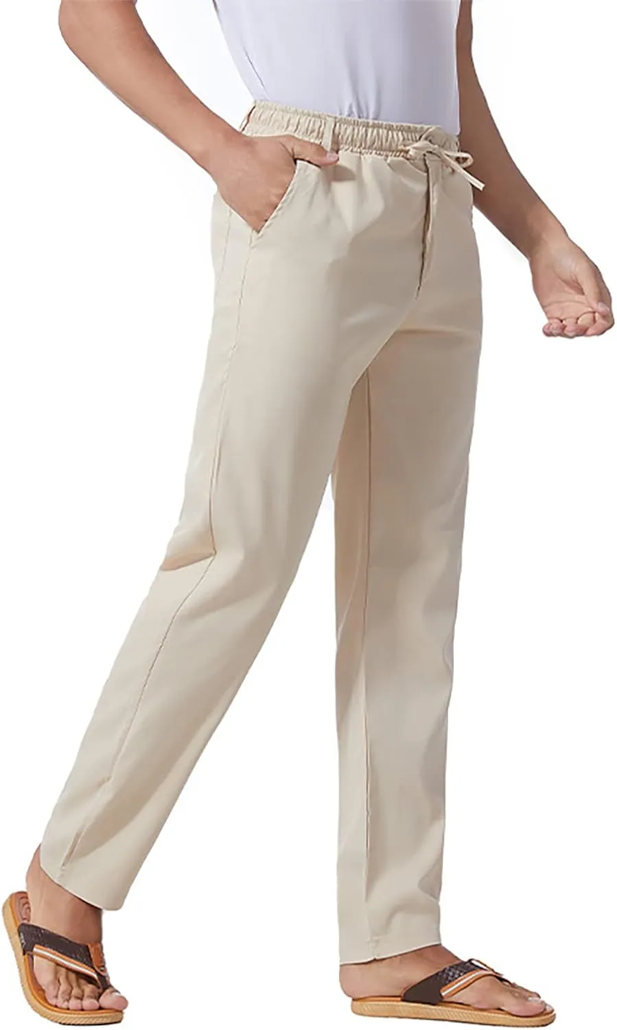 Slim Fit Chino Pants for Men Cotton Twill Casual Stretch Dress Pants Drawstring Trousers (Available in Big & Tall)