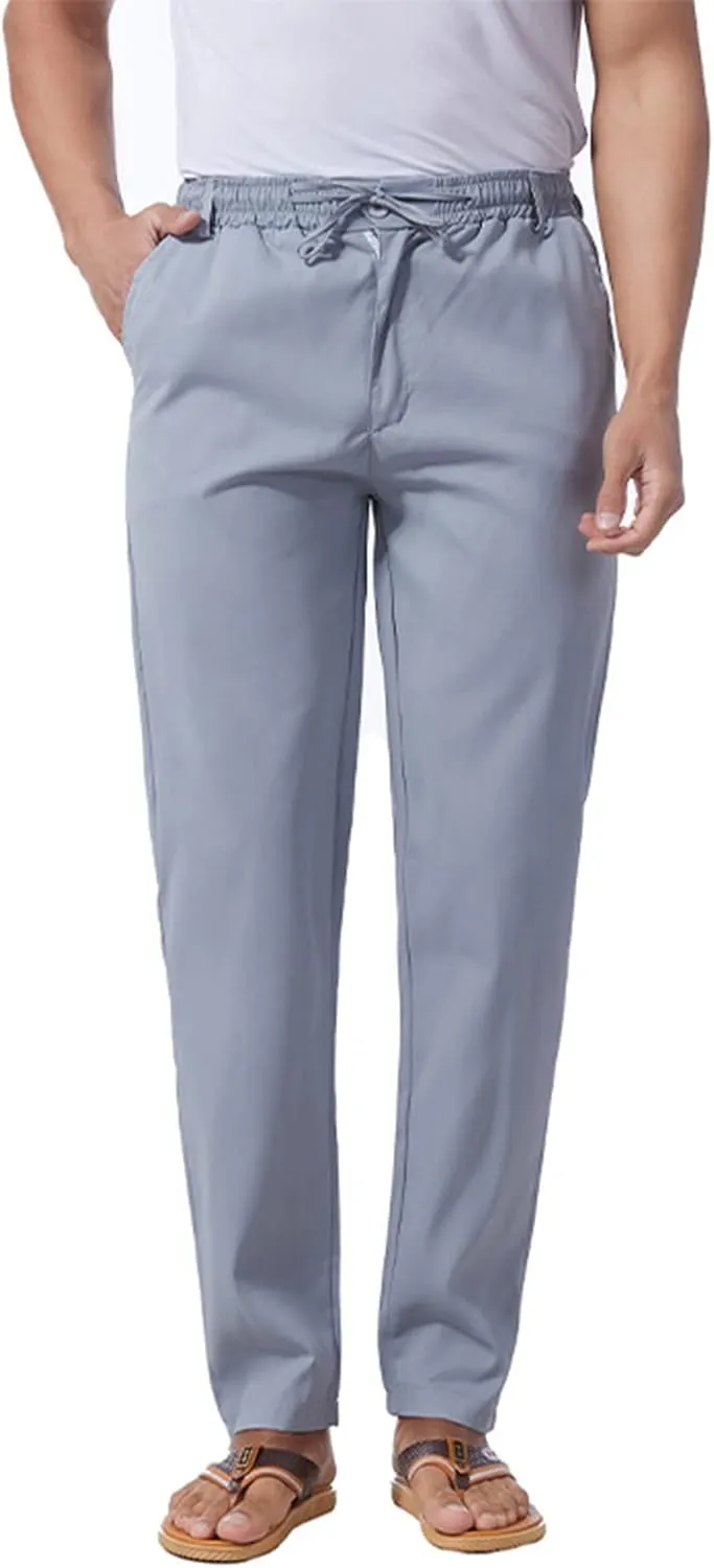 Slim Fit Chino Pants for Men Cotton Twill Casual Stretch Dress Pants Drawstring Trousers (Available in Big & Tall)