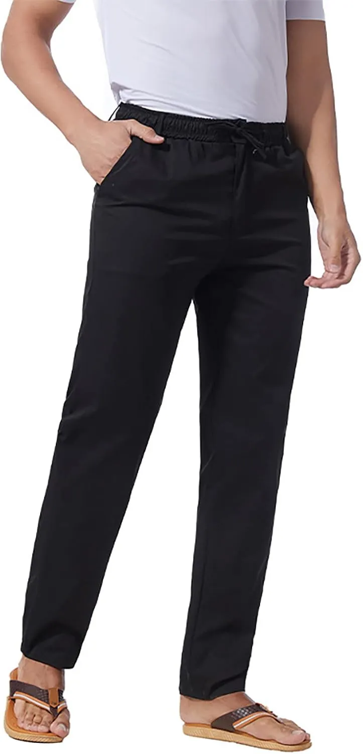 Slim Fit Chino Pants for Men Cotton Twill Casual Stretch Dress Pants Drawstring Trousers (Available in Big & Tall)
