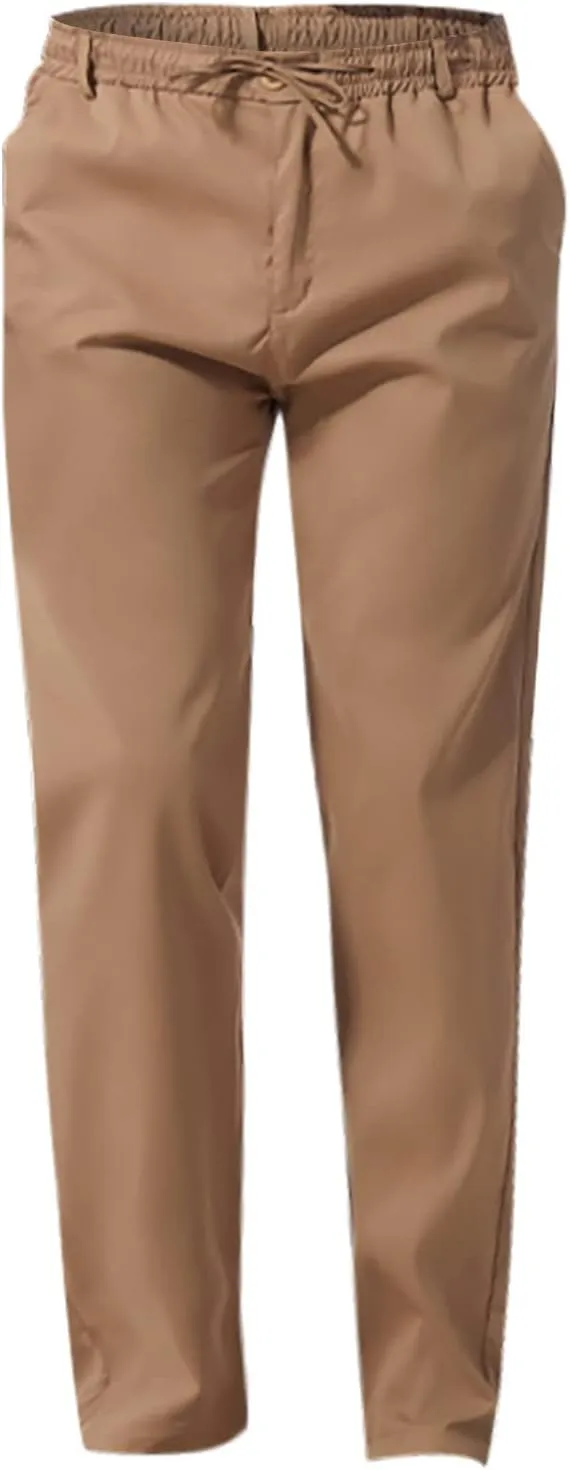 Slim Fit Chino Pants for Men Cotton Twill Casual Stretch Dress Pants Drawstring Trousers (Available in Big & Tall)