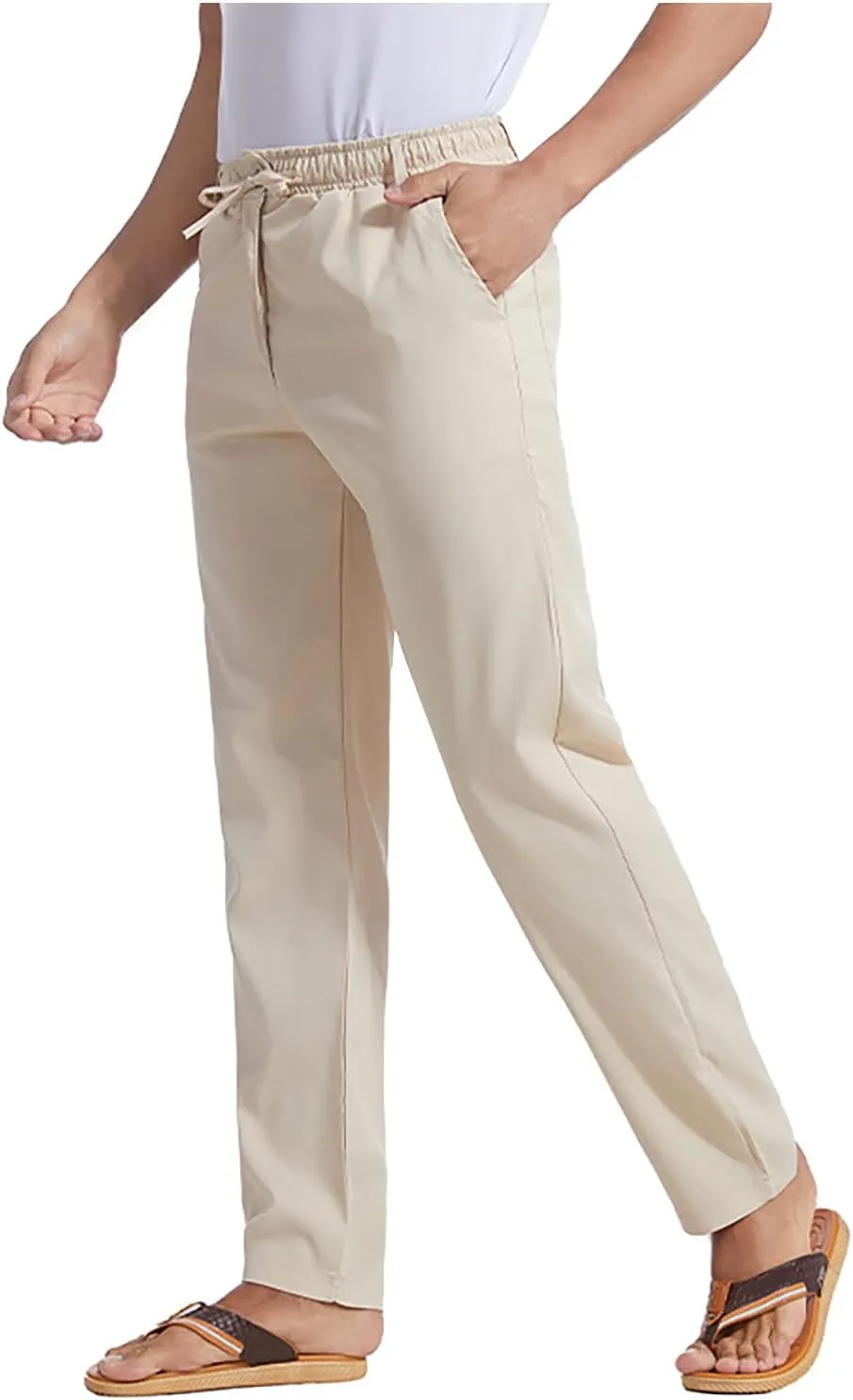 Slim Fit Chino Pants for Men Cotton Twill Casual Stretch Dress Pants Drawstring Trousers (Available in Big & Tall)