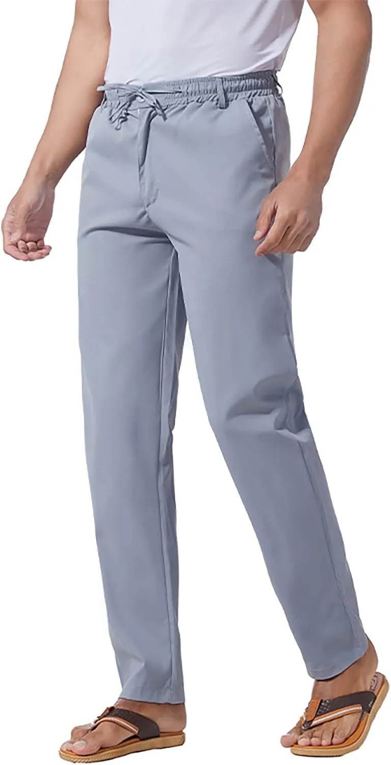 Slim Fit Chino Pants for Men Cotton Twill Casual Stretch Dress Pants Drawstring Trousers (Available in Big & Tall)