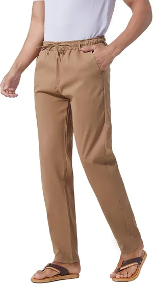 Slim Fit Chino Pants for Men Cotton Twill Casual Stretch Dress Pants Drawstring Trousers (Available in Big & Tall)