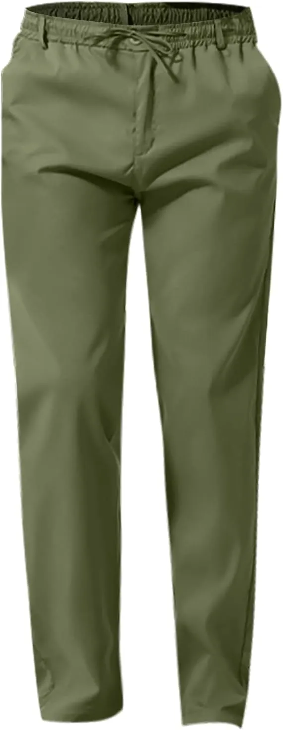 Slim Fit Chino Pants for Men Cotton Twill Casual Stretch Dress Pants Drawstring Trousers (Available in Big & Tall)