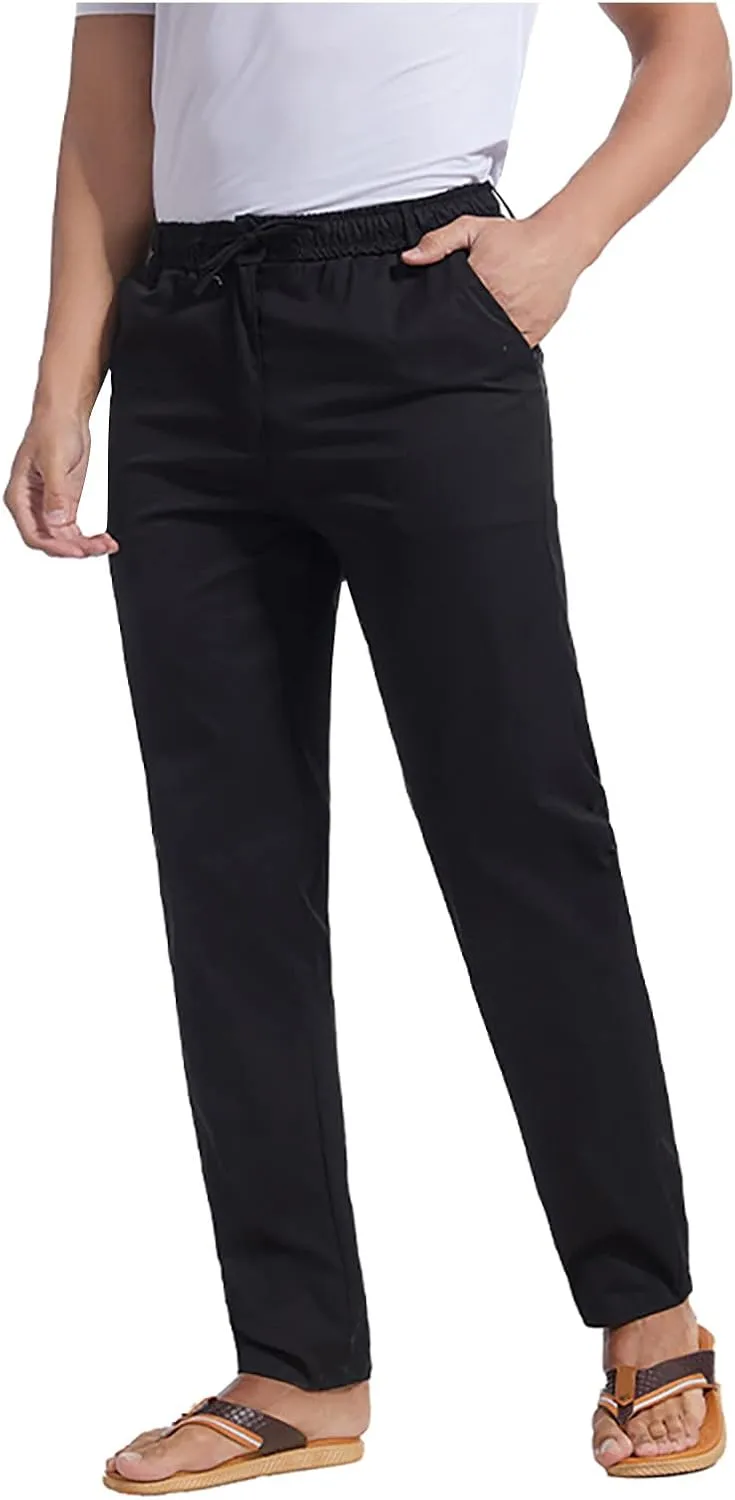 Slim Fit Chino Pants for Men Cotton Twill Casual Stretch Dress Pants Drawstring Trousers (Available in Big & Tall)