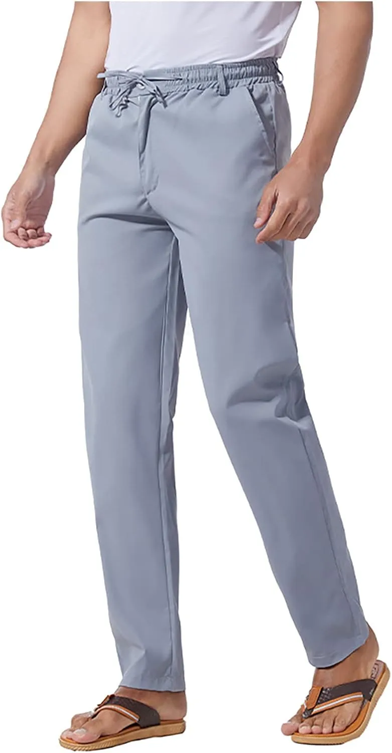 Slim Fit Chino Pants for Men Cotton Twill Casual Stretch Dress Pants Drawstring Trousers (Available in Big & Tall)